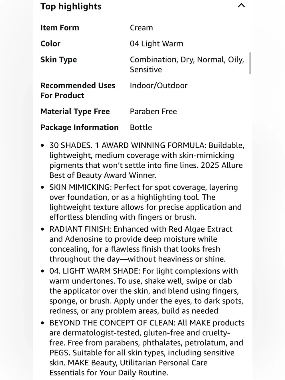 NIB Make Skin Mimetic Concealer